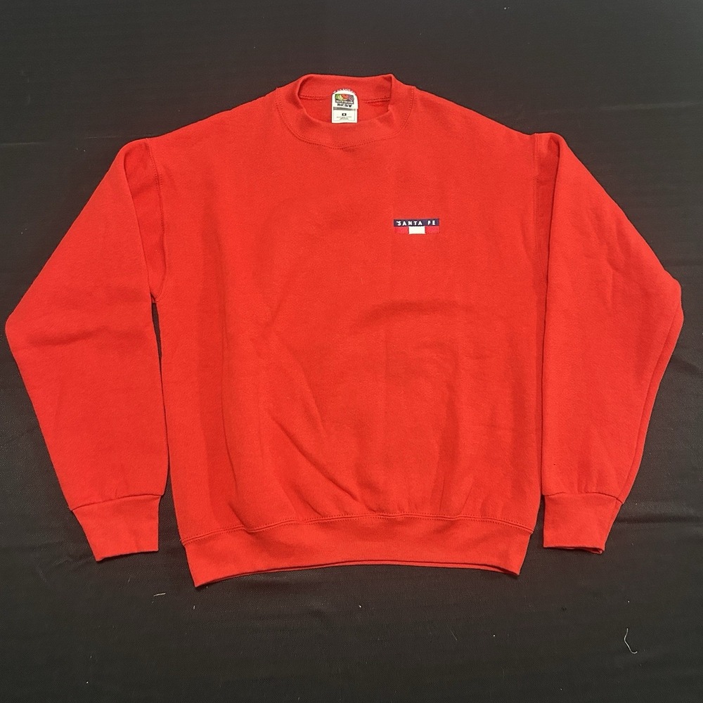 Vintage Fruit Of The Loom Crew Neck Sweatshirt Men's Medium Santa Fe Red USA